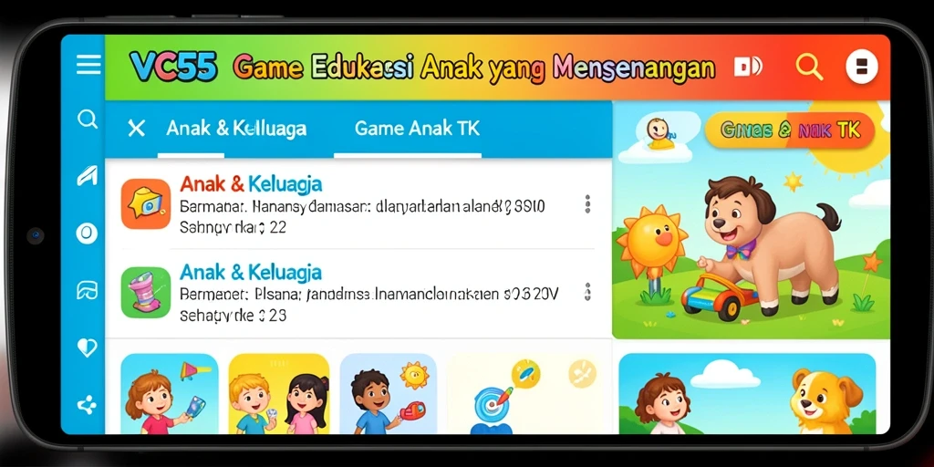 Tampilan antarmuka pengguna VC55 yang cerah dan menarik.