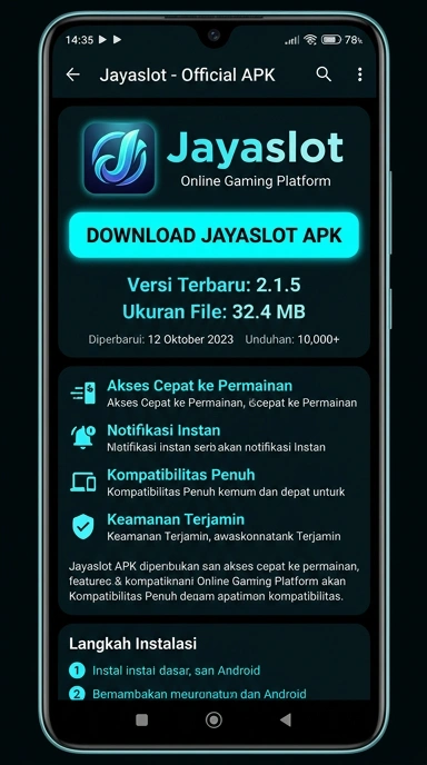 Tampilan halaman APK jayaslot