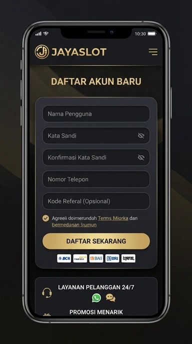 Tampilan halaman daftar jayaslot
