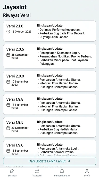 Tampilan riwayat versi jayaslot